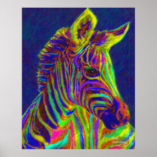 Póster zebra bebê em cor de creão