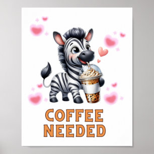 Poster Zebra Café Necessário Adesivo T