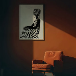 Poster Zebra Chic: Moda Monocromática Gráfica