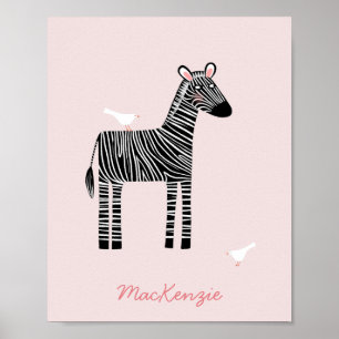 Poster Zebra Cura - Nome Esbranquiçado Rosa