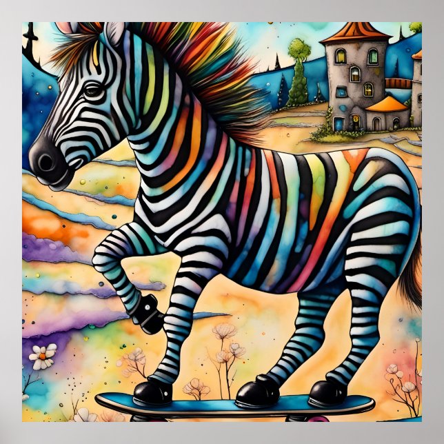 Poster Zebra de Skate (Frente)