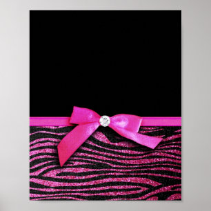 Poster Zebra do rosa quente e gráfico do arco da fita