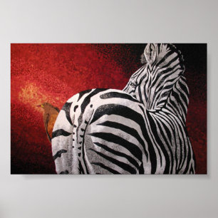 Póster Zebra e Oxpecker