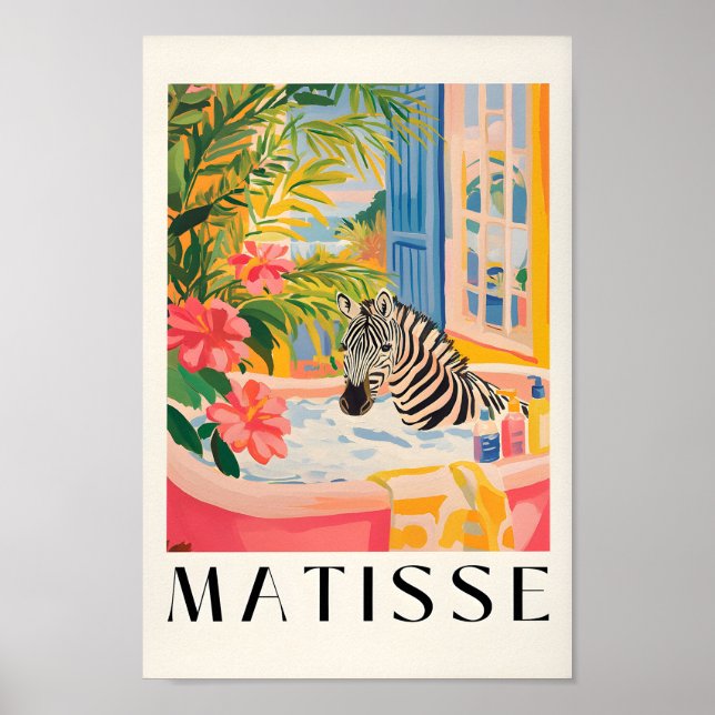 Poster Zebra Em Bathtub Engraçado Poster, Bathroom Wall A (Frente)