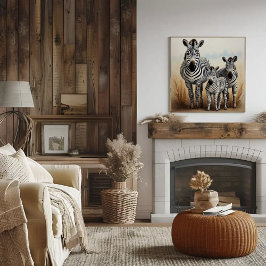 Poster Zebra Family Cute e Endearing Willife