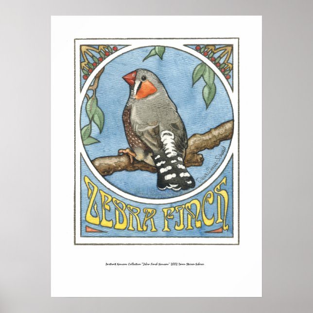Póster Zebra Finch Nouveau (Frente)