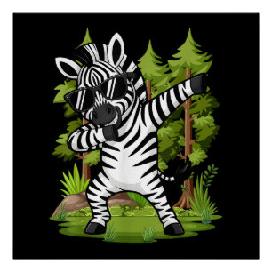 Póster Zebra Fofo Dançando Dab Zebra Engraçado Animal