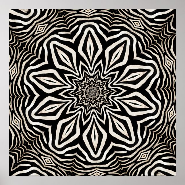 Poster Zebra fur Kaleidoscope Abstrato (Frente)