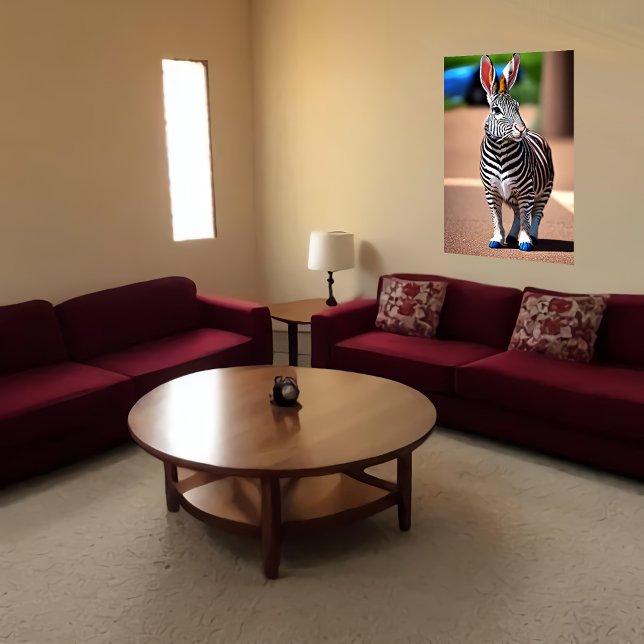 Poster Zebra Híbrida legal e adorável | Arte AI (Criador carregado)