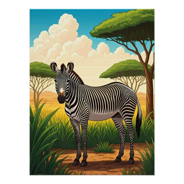 Póster Zebra na Savana Africana (Frente)