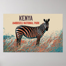 Poster Zebra no Parque Nacional de Amboseli, Quênia