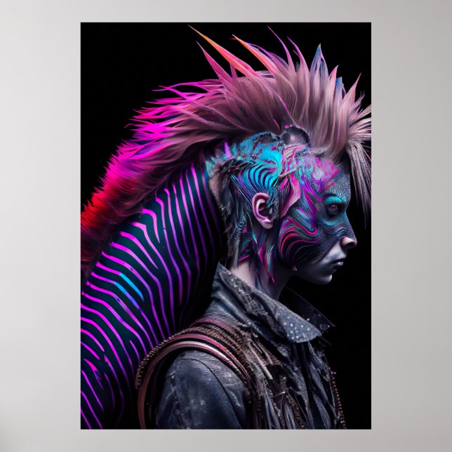 Poster Zebra Pink Mohawk - Arco-Íris Estranho (Frente)