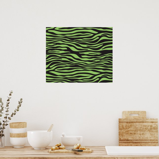 Póster Zebra Print, Zebra Stripes, Zebra Verde (Cozinha)
