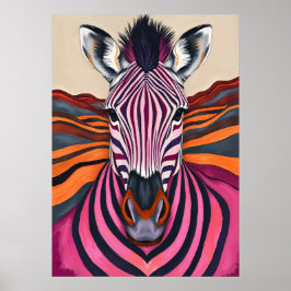 Poster Zebra Psicodélica Stripes - Pop Art Safari