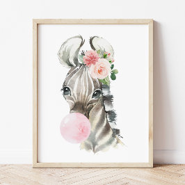 Poster Zebra, Selva, Chiclete Rosa, Quarto de Menina