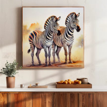 Zebras no Safari Serene African Willife Art