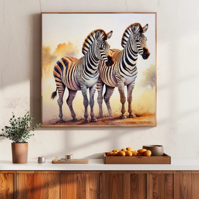 Poster Zebras no Safari Serene African Willife Art (Criador carregado)