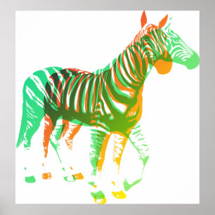 Poster Zebras - verde & laranja