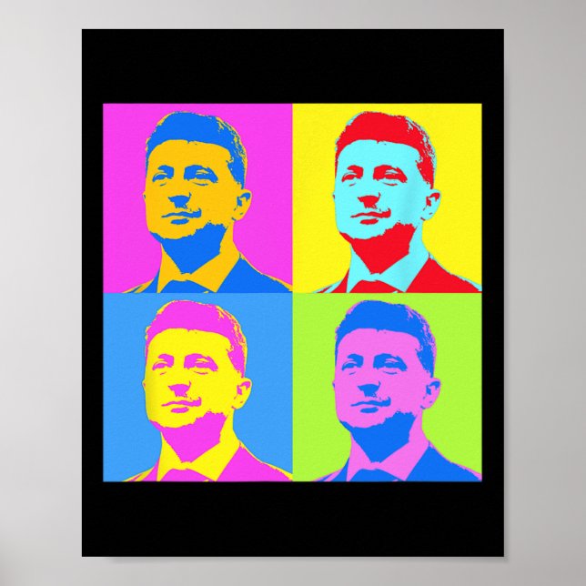 Poster Zelensky Apoie Com Ucrânia Ucranianos Apoio Pop (Frente)