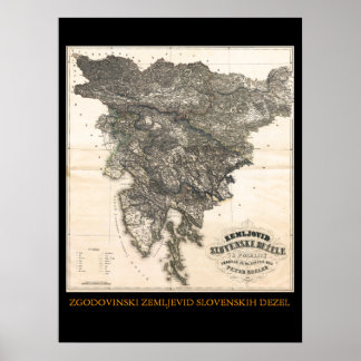Póster Zemljovid Slovenske dezele em pokrajin