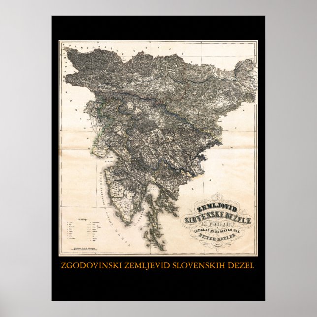 Póster Zemljovid Slovenske dezele em pokrajin (Frente)