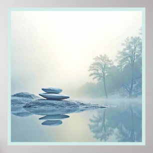 Poster Zen de inverno: Balanço do Lago Foggy