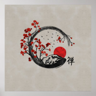 Poster Zen Enso Circle e Sakura Branches
