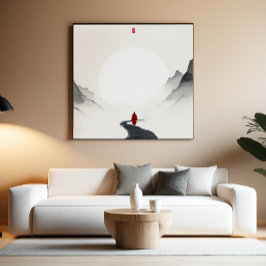 Póster Zen Monk Path Wall Art - Decor de Tinta Minimalist