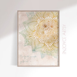 Poster Zen neatral tone gold mandala indian wall art