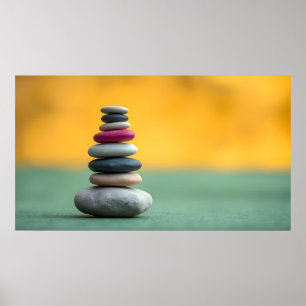 Poster Zen Pedras Espirituais Equilibram Arte Terapêutica