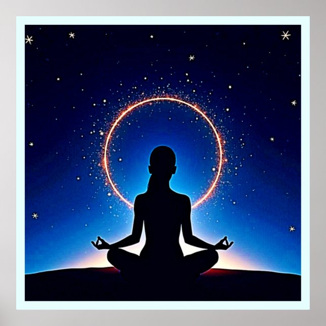Poster Zen Sob as Estrelas: Meditação Cósmica (Frente)