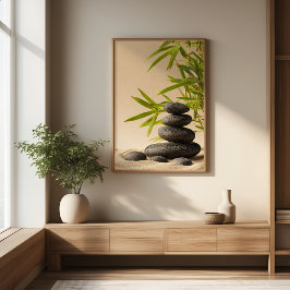 Póster Zen Stone Stack - Minimal Japandi Wall Art Print