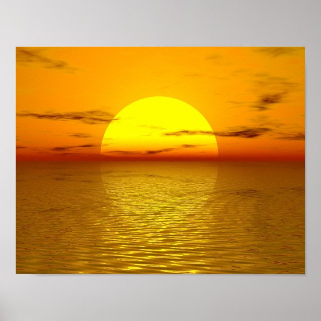 Póster Zen Sunset Orange Yellow Ocean Love Harmony (Frente)