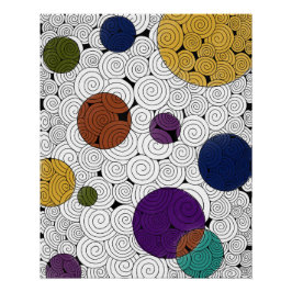 Póster Zen Swirls com poster de bolhas coloridas