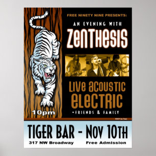 Póster ZEN THESIS LIVE @ Tiger Bar 2009