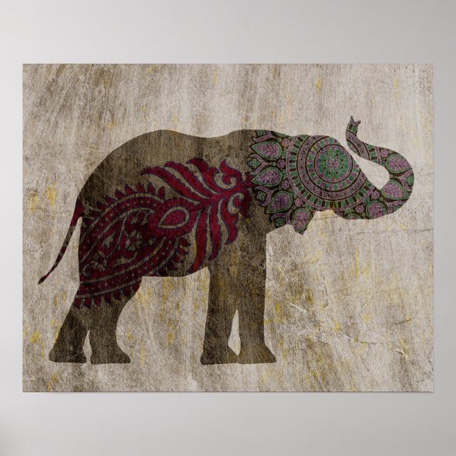 Poster Zen Tribal Elephant (Frente)