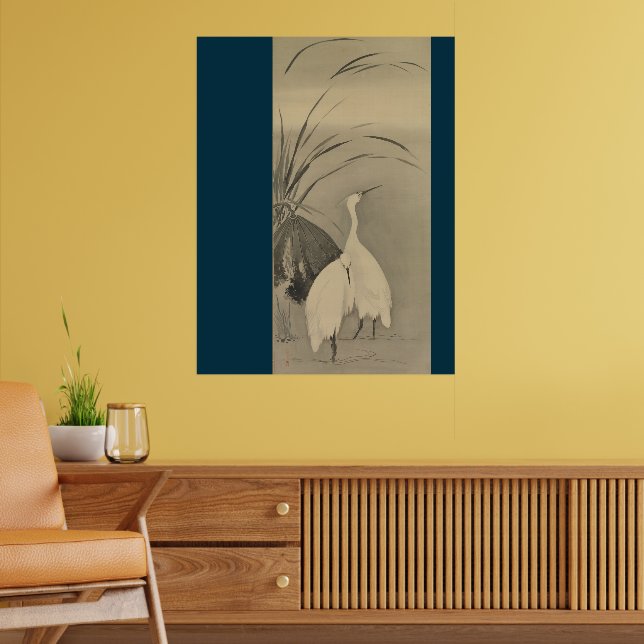Poster Zen Wall Decor - Minimalist Lotus & White Egrets  (Sala de Estar 2)