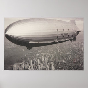 Póster zepelim sobre Manhattan