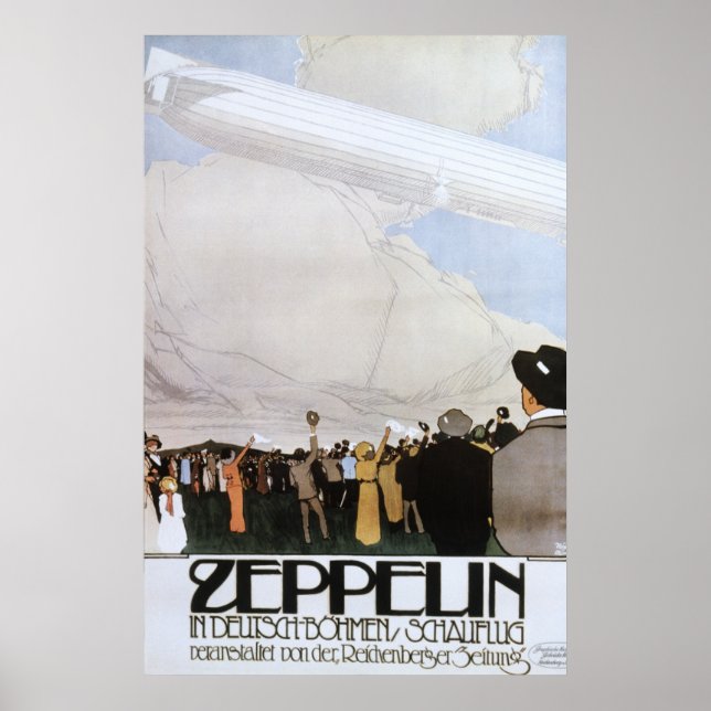 Poster Zeppelin em Deutsch Bohmen Schauflug (Frente)