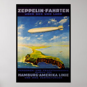 Póster Zeppelin Trips ~ Over Sea and Land