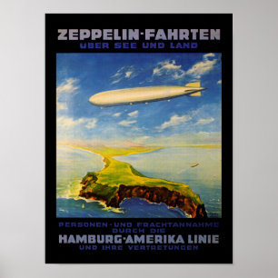 Poster Zeppelin Trips ~ Over Sea and Land