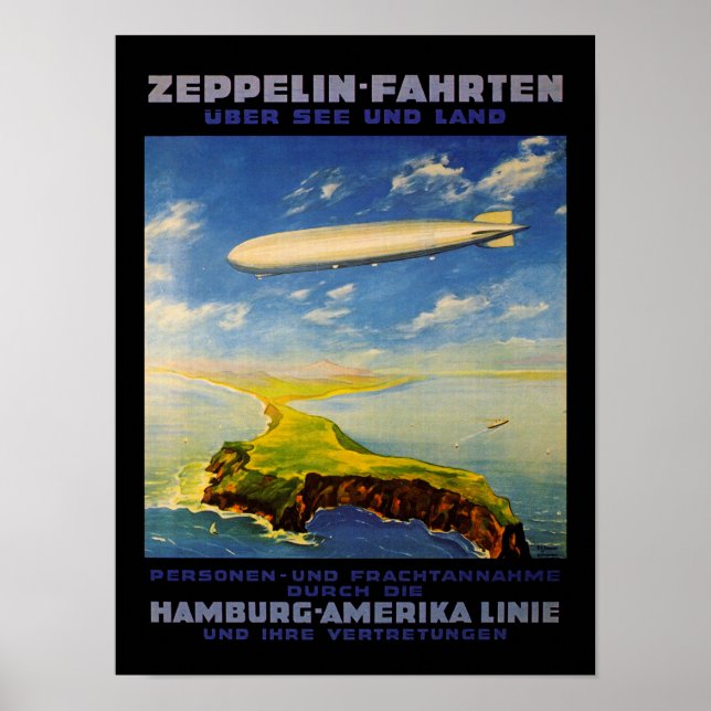 Poster Zeppelin Trips ~ Over Sea and Land (Frente)