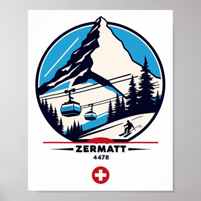 Poster Zermatt 4478 - Esquiando no Problemhorn  (Frente)