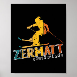 Poster Zermatt Alpes Suíços Esqui Alpino Suíça Montanha