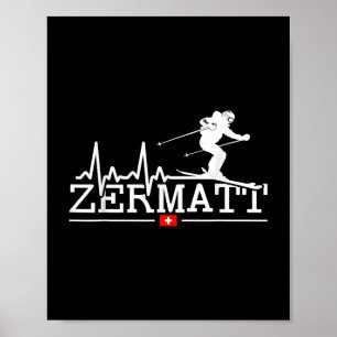 Poster Zermatt Heartbeat Alpino Esqui Suíço Switzer