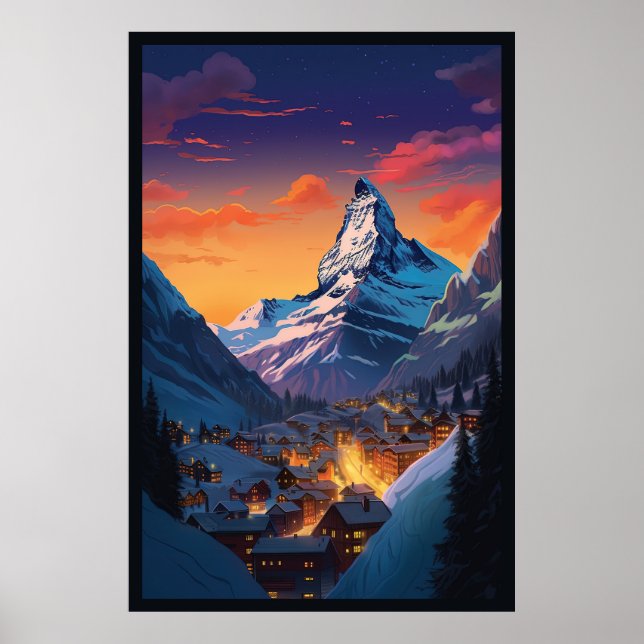Poster Zermatt,Matterhorn,Suiça (Frente)
