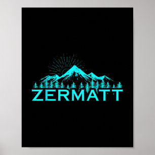 Poster Zermatt Mounains Alpino Skiing Swiss Alps Switzer