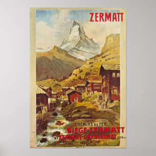 Poster Zermatt Schweiz Suiça Gornergratahn