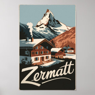 Poster Zermatt Suiça Art Vintage