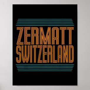 Poster Zermatt Suíça Esqui Alpino Retro Alpes Suíços